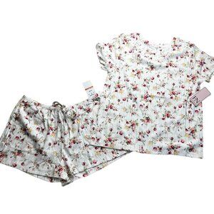 Flora Nikrooz Women's New Size Small Floral Ribbed Pajama Set